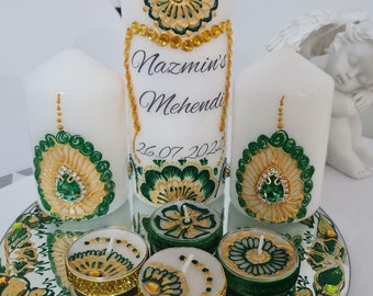 Personalized Henna Candle Gift Set: Diwali, Eid, Wedding Decor