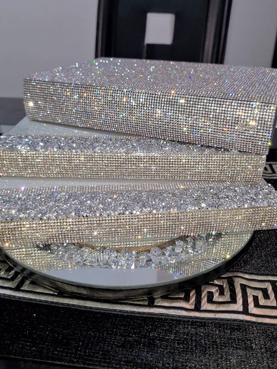 Luxury Bling Books Stacked,table Decoration Boks,personalised Book  Stacked,silver Bling Home Decoration,gift Book Stacked,christmas Gift 
