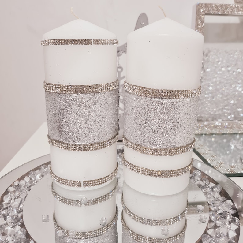 Luxury Bling Candle Setpillar Candle Setrhinestone Candles Etsy