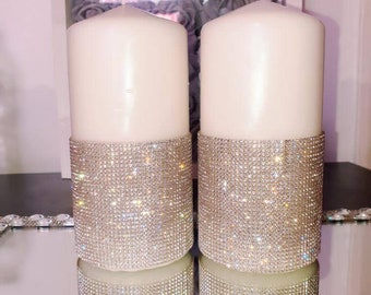 Luxury Bling candle,Pillar candle, Diamante bling Large Pillar Candle,silver grey Bling cover candle,Luxury home decoration,Christmas candle