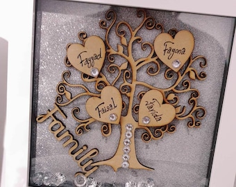 Family tree box frame,personalised family tree box frame,family picture,family babygrandparents-friends-family picture,anniversary gift box