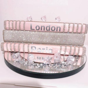 Glam books,pink bling books,book stacked,home decoration books,custom made book,designer book,table decoration books,Christmas decoration gi