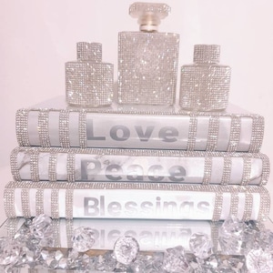 Sparkly Grey Coffee Table Books Glam Bling Books Stack of 3 Custom Made 