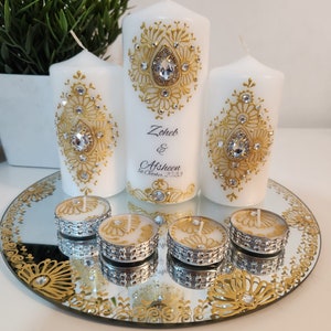 Personalised Henna candle gift set,Luxury  Home Decortion, Henna Home Decortion,Couple gift,Hajj Umrah Giftset,wedding candle,Diwali Candle