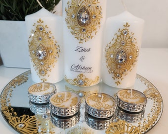 Personalised Henna candle gift set,Luxury  Home Decortion, Henna Home Decortion,Couple gift,Hajj Umrah Giftset,wedding candle,Diwali Candle