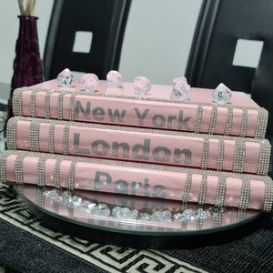 Glam books,pink bling books,book stacked,home decoration books,custom made book,designer book,table decoration books,Christmas decoration