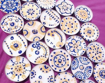 Hand Decorated Tea Light Candles: Henna Diwali Wedding Decor