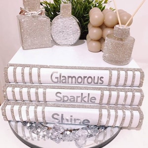 Luxury bling books stacked,table decoration boks,personalised book stacked,silver bling home decoration,Gift book stacked,Christmas Gift Bok