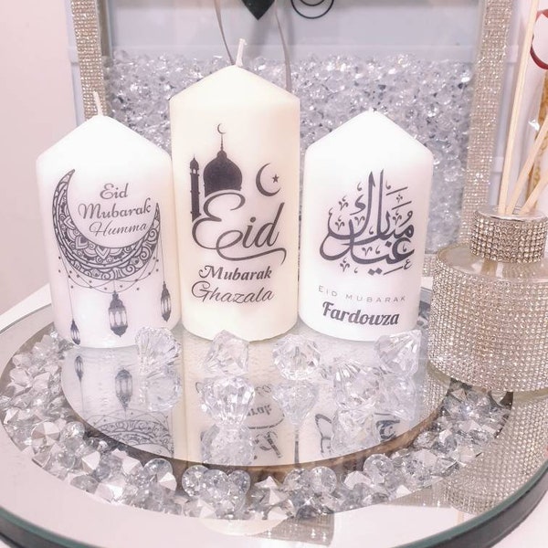 Eid Mubarak candle,Eid Gift Islamic candle,Personalised eid candle gift ,customised candles with or without name,customised eid candle Arabi