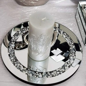 25cm Round Shape Mirrored Crystal Candle Plate,Candle Plate,Decortion plate,mirror plate