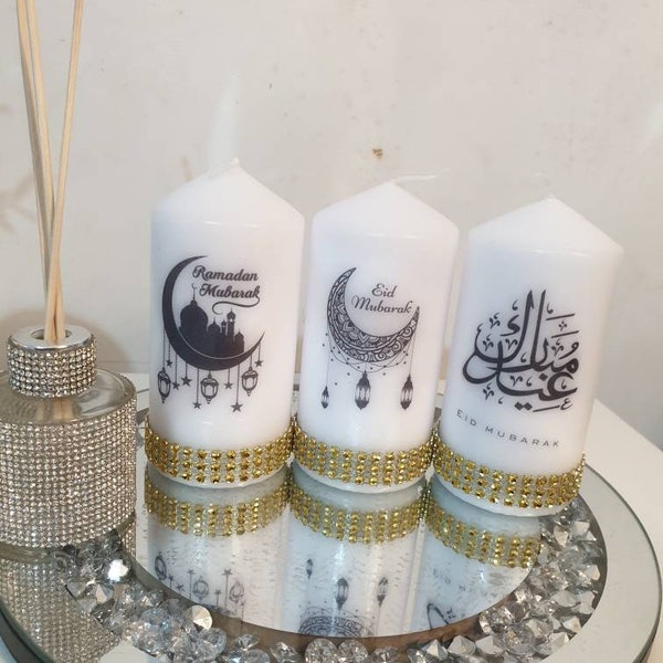 Eid Mubarak candle,Eid Gift Islamic candle,Personalised eid candle gift ,customised candles with or without name,customised eid candle Arabi