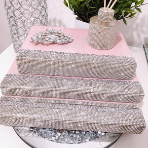 Luxury bling books stacked,table decoration boks,personalised book stacked,silver bling home decoration,Gift book stacked,Christmas Gift