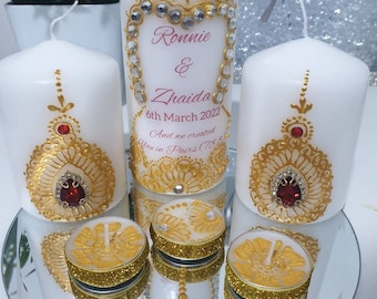 Personalized Henna Candle Gift Set: Wedding Diwali Eid Decoration