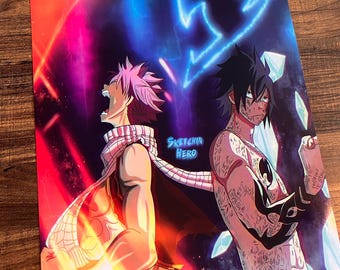Fairy Tail Anime Poster: Natsu and Gray Art Print (12x18 Portrait)