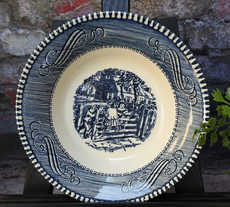 Currier Ives Blue and White bowl Currier Ives Blue and White bowl