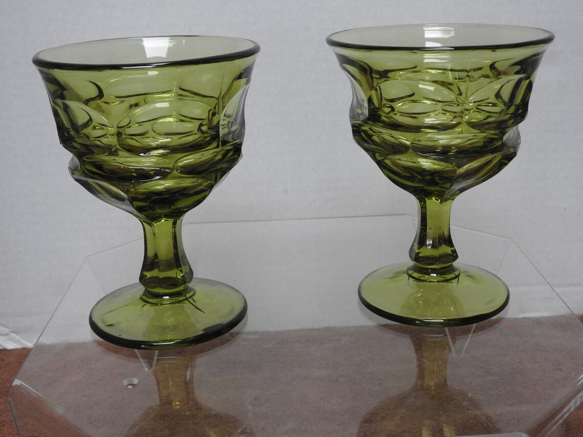 Fostoria Argus Green Tall Sherbet Glasses Etsy Sweden