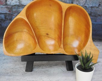 Wooden Divided Snack Dish Wooden Monkeypod Serving Tray