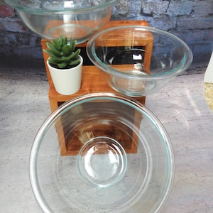 3 Piece Set Pyrex Clear Bottom Mixing/Nesting Bowls 322,323 and 325 Clear