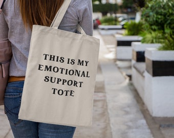 Emotional Support Reusable Canvas Tote Bag Foldable Minimalist Canvas Tote Bag Tote Bag Books