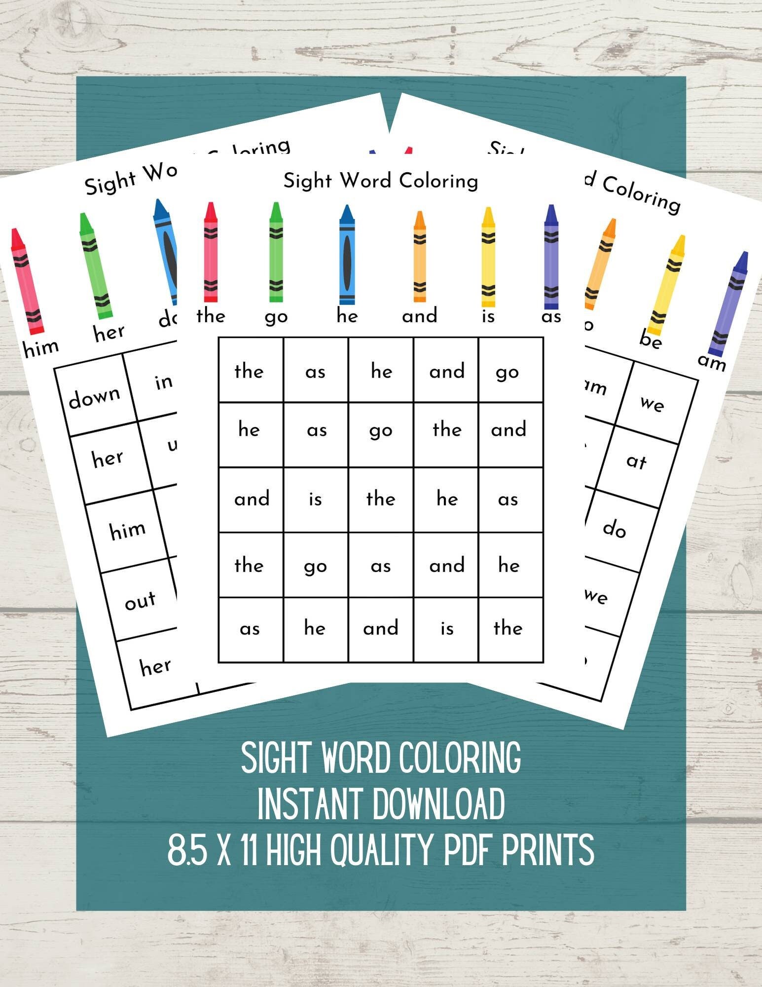sight word printable coloring printable for kids learn sight etsy