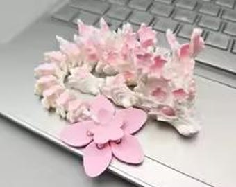 Baby Cherry Blossom Dragon | Articulated | Fidget | Animals | Cute | Flexible | Sensory | Detailed | Pet | 3D Printed | Fun | Kids | Gift