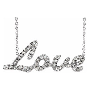 Natural Diamond Necklace, Love Gold Necklace, Gold Necklace, Gold Diamond Necklace, 14K Gold-&quot;Love&quot; Diamond 18&quot; Necklace Kiesh Jewelry