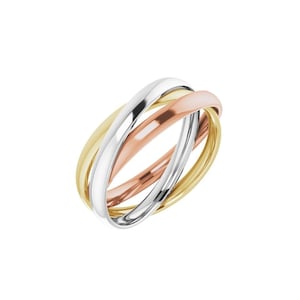ROLLING RING, 14K SOLID Gold Ring, His And Her Wedding Bands, Trinity/Three Band Ring, Russian Wedding Band, Interlocking Rings