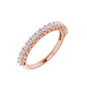 GENUINE DIAMOND RING, Thin Diamond Anniversary Ring, Diamond Wedding Band, 14K Gold Band, 1/2 Ctw. 2 mm Round Anniversary Band Kiesh Jewelry