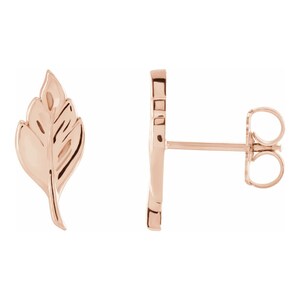 GOLD LEAF EARRINGS -Gold Leaf studs - Leaf Stud Earrings -14K Gold Leaf Stud Earrings- Minimal Stud Earrings- Leaf Stud Earrings