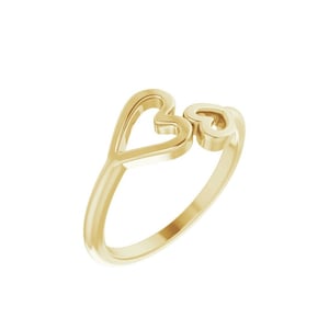 Heart Ring, Gold Ring, Double Heart Ring, Gold Heart Ring, 14K Gold Double Heart Ring Kiesh Jewelry