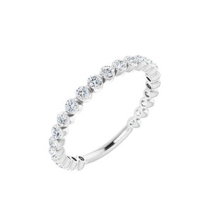 WINZIG DIAMANT RING, Winzig Ehering, Diamant Jahrestag Ring für sie, 14K Gold Zierliche Band, 3/4 Ctw Diamant Jubiläum Band Kiesh Schmuck