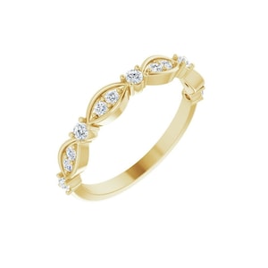 Natural Diamond Ring-14K Gold-Diamond Anniversary Band - 14K Solid Gold Elegant Stackable Thin Band , Gold Dainty Ring, Stackable Ring