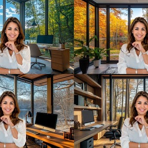 Wooded Lake Virtual Office Background | 4 Seasons (Digital Download)