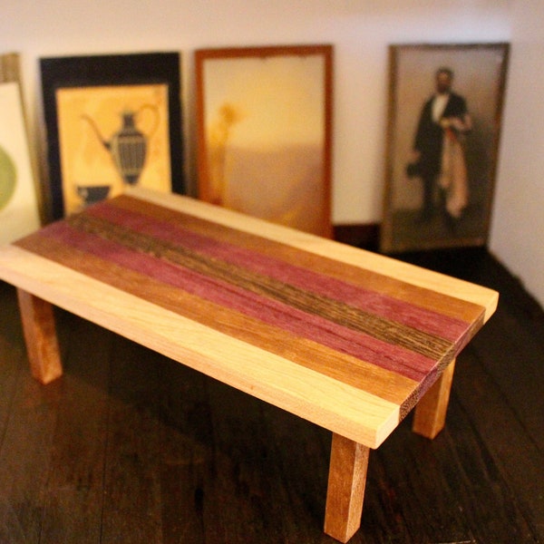 1:12 Scale Modern Miniature Multi-wood Table (Birch, Jatoba, Purpleheart, and Wenge Wood)