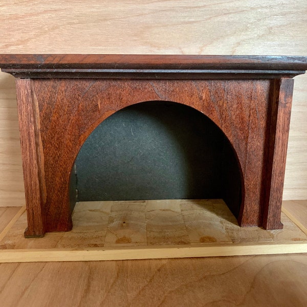 Miniature Wood Fireplace (Flat Mantel ) Made of Stained Maple and Oak Wood