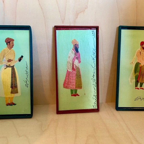 Miniature 1:12 Scale Framed Indian Book Paintings of Islamic Rulers