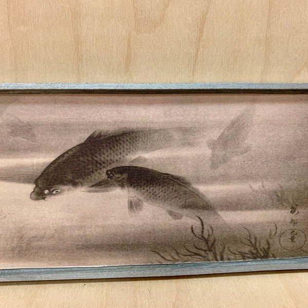 Miniature 1:12 Print of Antique Japanese Print of Koi Fish circa 1900s