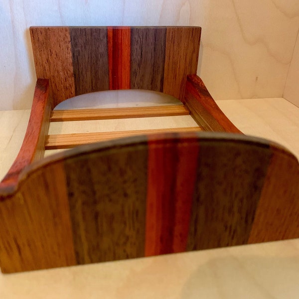 Miniature Bed Frame Made of Jatoba, Padauk, Walnut Wood. 1:12 Scale