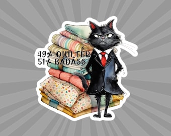 Quilting Sticker "49% QUILTER 51 BADASS", Sewing Machine Sticker, Gift for Quilter