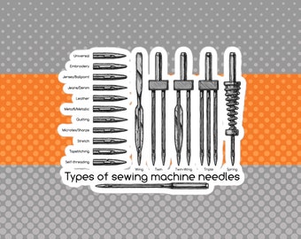 Types of Sewing Machine Needles, Sticker Decor for Craft Room, Sewing Machine Sticker, Gift for Quilters Crafters & Sewers