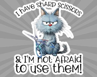 Cat Sewing Sticker, Quilting Sticker, Sewing Machine Sticker. Gift for Quilter, Sewing Gift