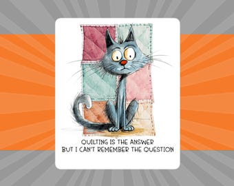 Funny Cat Quilting Sticker, Sewing Machine Sticker, Gift for Quilter