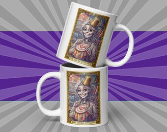 Stitcher's Mug THE CROSS-STITCHER. Tarot Themed Coffee Mug or Tea Cup. Gift for Cross-Stitchers, Sewers & Crafters.