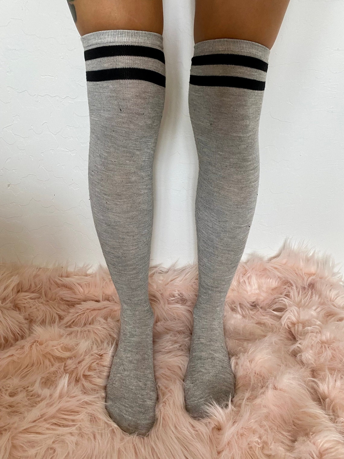 Worn Women's Gray ThighHigh Socks Etsy