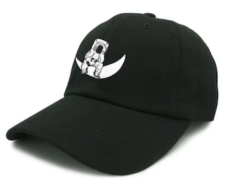 Moon Dad Hat Unstructured Baseball Cap - Black