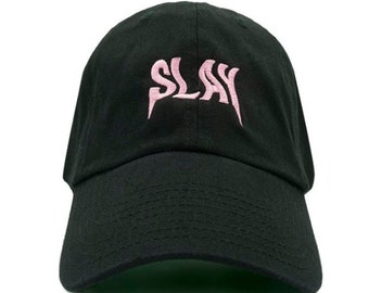 Slay Dad Hat Unstructured Baseball Cap - Black