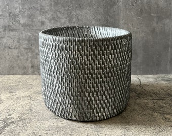 Gray Ceramic Basket Planter