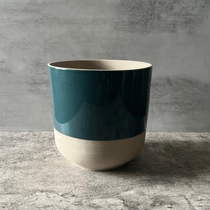 Turquoise/Sandy Beige Ceramic Planter