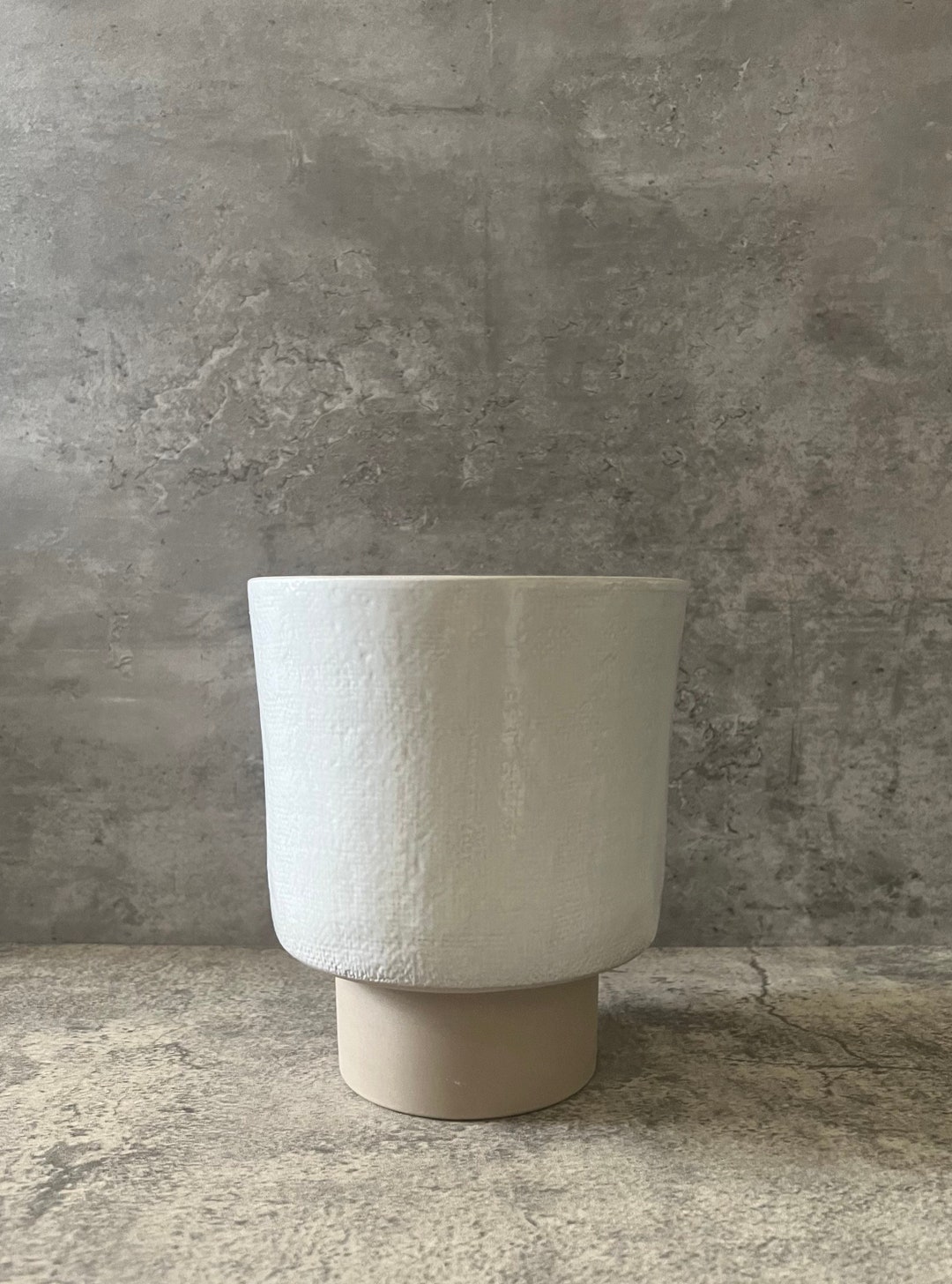 White Pedestal Ceramic Planter Etsy