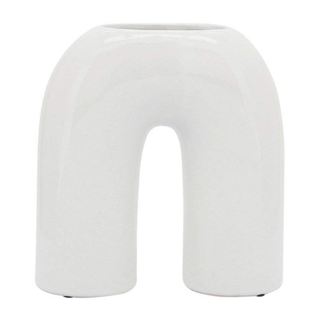 White Ceramic Horseshoe Vase Sagebrook Home Etsy
